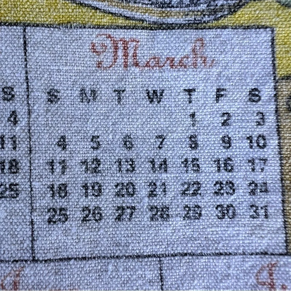 Vintage 1984 Linen Tea Towel Calendar Help With The Dishes